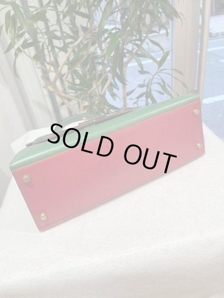 画像3: 【美品】HERMES エルメス ケリー32 外縫い クシュベル トリコロール ゴールド金具 W刻印〇 ヴィンテージ グリーン×ルージュヴィフ×ブルーインディゴ 中古 ハンドバッグ ショルダーバッグ 2WAYバッグ レディース ブランド レザー 希少 レア プレゼント バック (3)