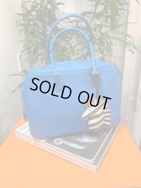 画像1: 【美品】HERMES エルメス プリュム28 エバーカラー ブルーイドラ シルバー金具 A刻印 中古 ハンドバッグ ショルダーバッグ トートバッグ レディース 女性用 ブランド 本革 レザー カーフ 青 希少 レア プレゼント ギフト バック (1)