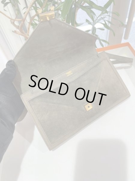 画像5: 【美品】HERMES エルメス リディ ドブリス ダークグレー ゴールド金具 F刻印○ ヴィンテージ スエード 中古 ショルダーバッグ クラッチバッグ 2WAYバッグ レディース 女性用 ブランド スウェード 本革 レザー カーフ 希少 レア プレゼント ギフト バック　 (5)