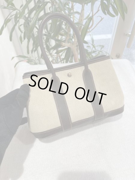 画像2: 【美品】HERMES エルメス ガーデンパーティTTPM トワルアッシュ×ブッフル マロン シルバー金具 H刻印□ 中古 ハンドバッグ クラッチバッグ セカンドバッグ ポーチ レディース 女性用 本革 レザー ブランド ブラウン 茶色 希少 レア プレゼント ギフト バック (2)