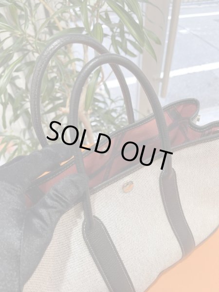 画像3: 【美品】HERMES エルメス ガーデンパーティ TPM ボルデュック トワルアッシュ×ブッフル グレー シルバー金具 リボン柄 中古 ハンドバッグ トートバッグ レディース 女性用 本革 レザー カーフ ブラック ブランド 黒 希少 レア プレゼント ギフト バック (3)