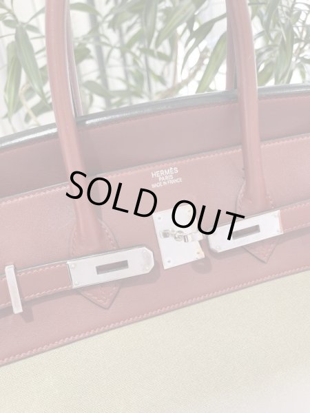 画像6: 【美品】HERMES エルメス バーキン35 スイフト×トワルオフィシエ ルージュアッシュ×カーキ シルバー金具 K刻印□ コンビ 中古 ハンドバッグ トートバッグ レディース 女性用 ブランド 赤 緑 本革 レザー 希少 レア プレゼント ギフト バック (6)
