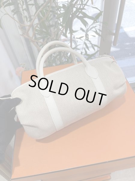 画像2: 【新品同様品】HERMES エルメス ポロション マドモアゼル スイフト×トワルアッシュ ホワイト×ナチュラル シルバー金具 M刻印□ 中古 ハンドバッグ ミニボストンバッグ レディース 女性用 本革 レザー 白 カーフ ブランド 希少 レア プレゼント ギフト バック (2)