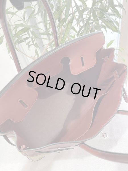 画像8: 【美品】HERMES エルメス バーキン35 スイフト×トワルオフィシエ ルージュアッシュ×カーキ シルバー金具 K刻印□ コンビ 中古 ハンドバッグ トートバッグ レディース 女性用 ブランド 赤 緑 本革 レザー 希少 レア プレゼント ギフト バック (8)