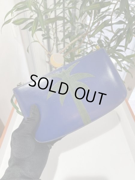 画像1: 【美品】HERMES エルメス サック ア マリース パームツリー ボックスカーフ×リザード ブルー×グリーン シルバー×ゴールド金具 R刻印〇 ヴィンテージ 中古 ショルダーバッグ ポシェット レディース 女性用 ブランド 本革 レザー 青 緑 希少 レア プレゼント バック (1)