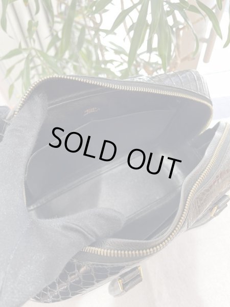 画像9: 【美品】HERMES エルメス プリュム28 ポロサスリセ ブラック ゴールド金具 F刻印□ クロコダイル シャイン 中古 ハンドバッグ ショルダーバッグ トートバッグ レディース 女性用 ブランド 本革 エキゾチックレザー 黒 希少 レア プレゼント ギフト バック (9)