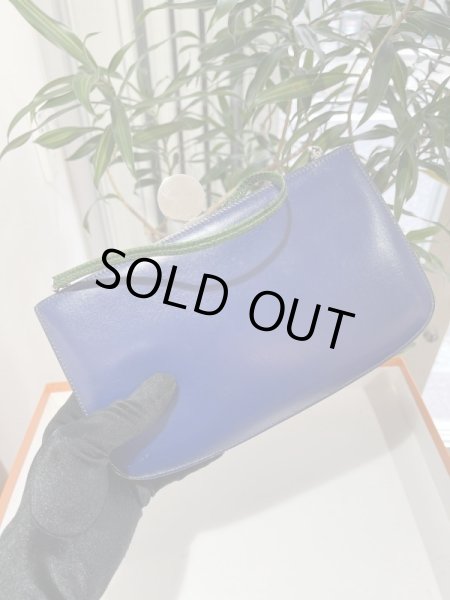 画像2: 【美品】HERMES エルメス サック ア マリース パームツリー ボックスカーフ×リザード ブルー×グリーン シルバー×ゴールド金具 R刻印〇 ヴィンテージ 中古 ショルダーバッグ ポシェット レディース 女性用 ブランド 本革 レザー 青 緑 希少 レア プレゼント バック (2)