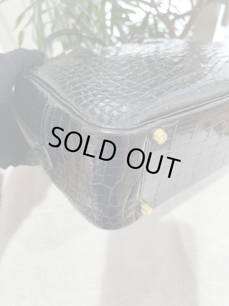 画像6: 【美品】HERMES エルメス プリュム28 ポロサスリセ ブラック ゴールド金具 F刻印□ クロコダイル シャイン 中古 ハンドバッグ ショルダーバッグ トートバッグ レディース 女性用 ブランド 本革 エキゾチックレザー 黒 希少 レア プレゼント ギフト バック (6)