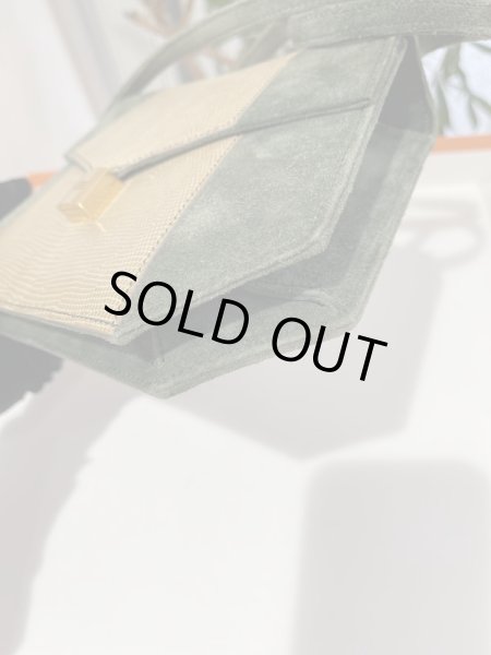 画像5: 【美品】HERMES エルメス ラプソディ ドブリス×リザード グリーン×フィセル ゴールド金具 O刻印〇 コンビ ヴィンテージ 中古 ショルダーバッグ ポシェット パーティバッグ レディース 女性用 ブランド 本革 エキゾチックレザー 緑 ベージュ 希少 レア バック (5)