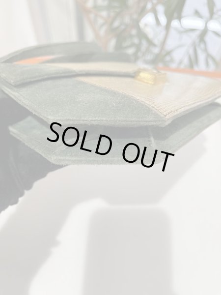画像4: 【美品】HERMES エルメス ラプソディ ドブリス×リザード グリーン×フィセル ゴールド金具 O刻印〇 コンビ ヴィンテージ 中古 ショルダーバッグ ポシェット パーティバッグ レディース 女性用 ブランド 本革 エキゾチックレザー 緑 ベージュ 希少 レア バック (4)