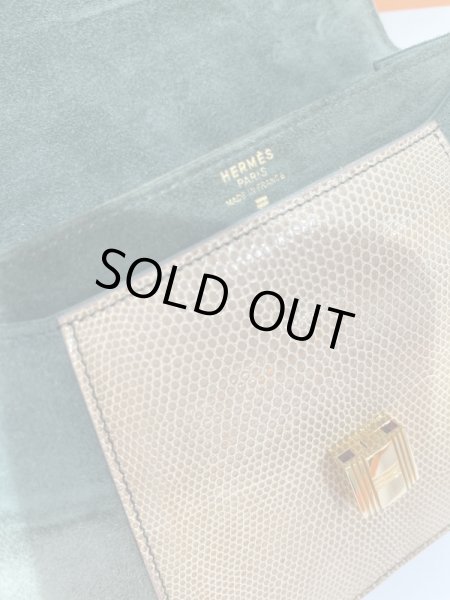 画像7: 【美品】HERMES エルメス ラプソディ ドブリス×リザード グリーン×フィセル ゴールド金具 O刻印〇 コンビ ヴィンテージ 中古 ショルダーバッグ ポシェット パーティバッグ レディース 女性用 ブランド 本革 エキゾチックレザー 緑 ベージュ 希少 レア バック (7)