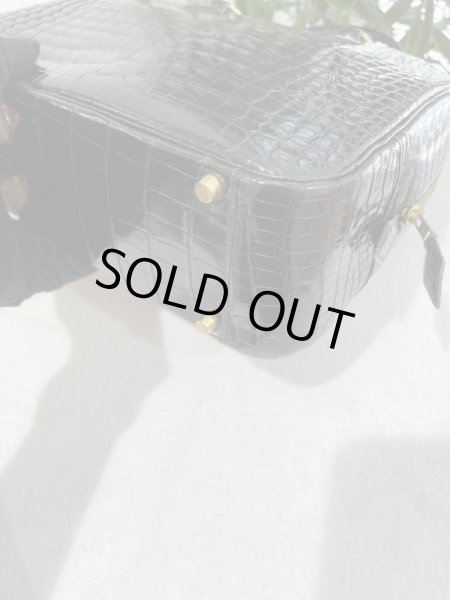 画像7: 【美品】HERMES エルメス プリュム28 ポロサスリセ ブラック ゴールド金具 F刻印□ クロコダイル シャイン 中古 ハンドバッグ ショルダーバッグ トートバッグ レディース 女性用 ブランド 本革 エキゾチックレザー 黒 希少 レア プレゼント ギフト バック (7)