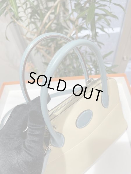画像5: 【美品】HERMES エルメス ボリード27 バイカラー ボックスカーフ ブルージーン×パルシュマン シルバー金具 M刻印□ 中古 パーシュマン ハンドバッグ ショルダーバッグ 2WAYバッグ レディース 女性用 本革 レザー ブルー ベージュ ブランド レア プレゼント バック (5)