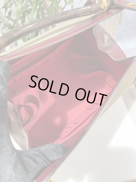 画像8: 【美品】HERMES エルメス コスモス 2WAYバニティバッグ ボックスカーフ×トワルオフィシエ ルージュアッシュ×カーキ ゴールド金具 I刻印○ ヴィンテージ 中古 ハンドバッグ ショルダーバッグ 化粧バッグ レディース 女性用 コンビ 　ブランド 本革 レザー レア バック (8)