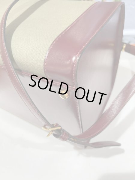 画像6: 【美品】HERMES エルメス コスモス 2WAYバニティバッグ ボックスカーフ×トワルオフィシエ ルージュアッシュ×カーキ ゴールド金具 I刻印○ ヴィンテージ 中古 ハンドバッグ ショルダーバッグ 化粧バッグ レディース 女性用 コンビ 　ブランド 本革 レザー レア バック (6)