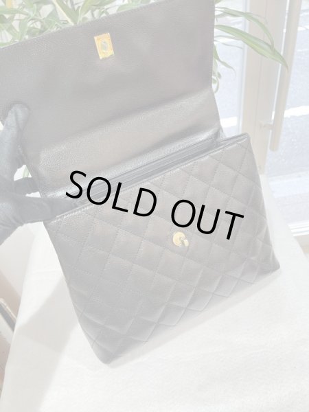 画像7: 【極美品】CHANEL シャネル A12397 マトラッセ ハンドバッグ キャビアスキン ブラック ゴールド金具 ケリー型 ヴィンテージ 中古 トートバッグ パーティバッグ レディース 女性用 ブランド 本革 レザー 黒 カーフ 希少 レア プレゼント ギフト バック ビンテージ (7)