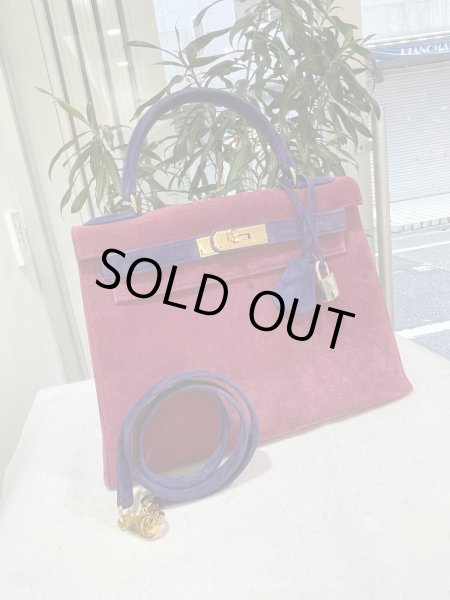 画像1: 【美品】HERMES エルメス ケリー 28 外縫い バイカラー ドブリス ピンク×パープル ゴールド金具 W刻印〇 ヴィンテージ 中古 ハンドバッグ ショルダーバッグ 2WAYバッグ レディース 女性用 ブランド 本革 レザー カーフ スエード 希少 レア プレゼント バック (1)