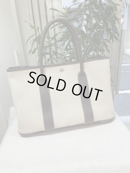 画像1: 【美品】HERMES エルメス ガーデンパーティ 36 PM トワルアッシュ×ブッフル マロン シルバー金具 H刻印□ 中古 ハンドバッグ トートバッグ レディース 女性用 本革 レザー カーフ ブラウン ブラック ブランド 茶 黒 希少 レア プレゼント ギフト バック (1)