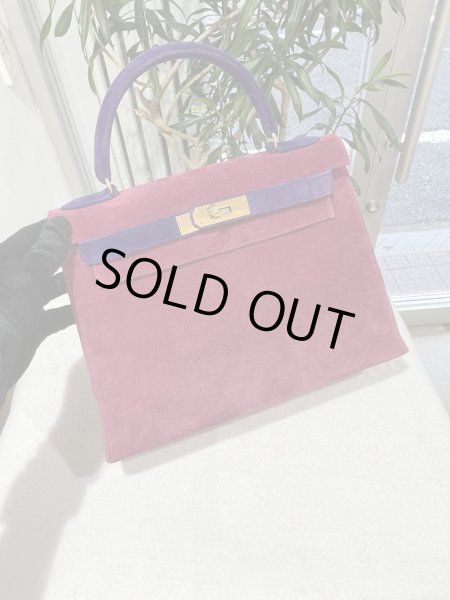 画像2: 【美品】HERMES エルメス ケリー 28 外縫い バイカラー ドブリス ピンク×パープル ゴールド金具 W刻印〇 ヴィンテージ 中古 ハンドバッグ ショルダーバッグ 2WAYバッグ レディース 女性用 ブランド 本革 レザー カーフ スエード 希少 レア プレゼント バック (2)
