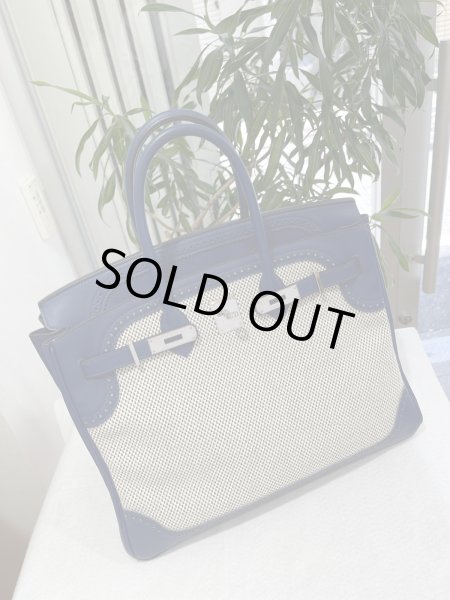 画像4: 【美品】HERMES エルメス バーキン 35 ギリーズ スイフト×トワルアッシュ ブルーサフィール シルバー金具 R刻印□ コンビ バイカラー 中古 ハンドバッグ トートバッグ レディース 女性用 ブランド 青 本革 レザー 希少 レア プレゼント ギフト バック (4)