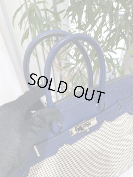 画像3: 【美品】HERMES エルメス バーキン 35 ギリーズ スイフト×トワルアッシュ ブルーサフィール シルバー金具 R刻印□ コンビ バイカラー 中古 ハンドバッグ トートバッグ レディース 女性用 ブランド 青 本革 レザー 希少 レア プレゼント ギフト バック (3)