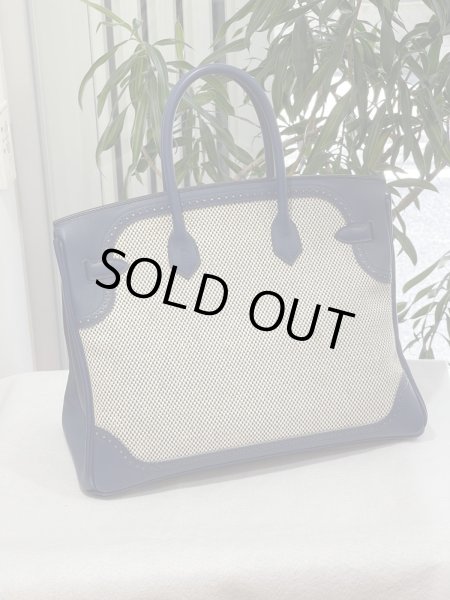 画像2: 【美品】HERMES エルメス バーキン 35 ギリーズ スイフト×トワルアッシュ ブルーサフィール シルバー金具 R刻印□ コンビ バイカラー 中古 ハンドバッグ トートバッグ レディース 女性用 ブランド 青 本革 レザー 希少 レア プレゼント ギフト バック (2)
