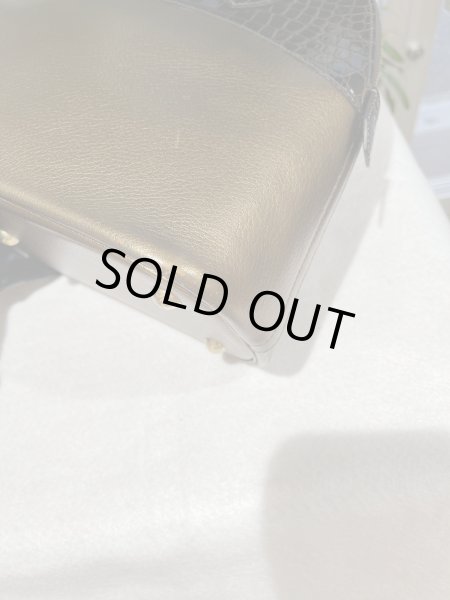 画像8: 【美品】HERMES エルメス ボリード 31 ポロサス×シェーブル コカオン×メタリックブロンズ ゴールド金具 B刻印□ クロコダイル コンビ ヴィンテージ 中古 ハンドバッグ ショルダーバッグ 2WAYバッグ レディース 女性用 本革 レザー ブランド ブラウン レア バック (8)
