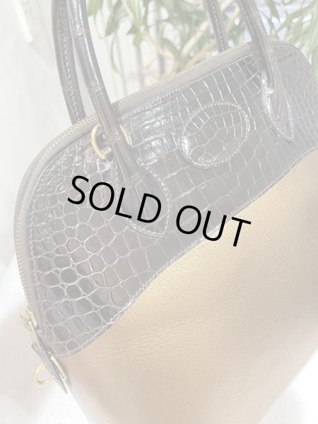 画像5: 【美品】HERMES エルメス ボリード 31 ポロサス×シェーブル コカオン×メタリックブロンズ ゴールド金具 B刻印□ クロコダイル コンビ ヴィンテージ 中古 ハンドバッグ ショルダーバッグ 2WAYバッグ レディース 女性用 本革 レザー ブランド ブラウン レア バック (5)