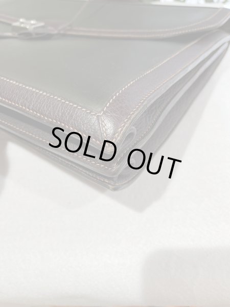 画像8: 【美品】HERMES エルメス サック ア デペッシュ 41 アマゾニア×ブッフルスキッパー ダークブラウン シルバー金具 C刻印□ ヴィンテージ 中古 コンビ 書類バッグ ブリーフケース ハンドバッグ トートバッグ ビジネスバッグ メンズ ブランド レザー 希少 レア バック (8)