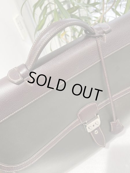 画像3: 【美品】HERMES エルメス サック ア デペッシュ 41 アマゾニア×ブッフルスキッパー ダークブラウン シルバー金具 C刻印□ ヴィンテージ 中古 コンビ 書類バッグ ブリーフケース ハンドバッグ トートバッグ ビジネスバッグ メンズ ブランド レザー 希少 レア バック (3)