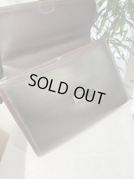 画像5: 【美品】HERMES エルメス サック ア デペッシュ 41 アマゾニア×ブッフルスキッパー ダークブラウン シルバー金具 C刻印□ ヴィンテージ 中古 コンビ 書類バッグ ブリーフケース ハンドバッグ トートバッグ ビジネスバッグ メンズ ブランド レザー 希少 レア バック (5)