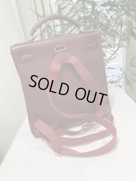 画像2: 【美品】HERMES エルメス ケリーアド GM フィヨルド ルージュアッシュ ゴールド金具 E刻印□ ヴィンテージ 中古 リュックサック バックパック デイパック ショルダーバッグ ハンドバッグ レディース 女性用 ブランド レッド 赤 レザー レア プレゼント ギフト バック (2)
