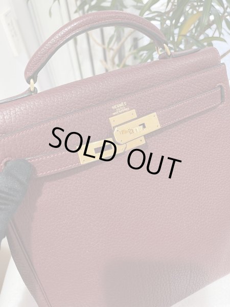 画像3: 【美品】HERMES エルメス ケリーアド GM フィヨルド ルージュアッシュ ゴールド金具 E刻印□ ヴィンテージ 中古 リュックサック バックパック デイパック ショルダーバッグ ハンドバッグ レディース 女性用 ブランド レッド 赤 レザー レア プレゼント ギフト バック (3)