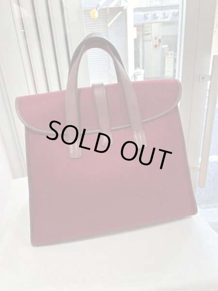 画像2: 【美品】HERMES エルメス フードゥ フェルト×レザー ルージュアッシュ ゴールド金具 Z刻印〇 ヴィンテージ レッド 中古 トートバッグ ハンドバッグ ボストンバッグ レディース 女性用 メンズ ブランド 本革 レザー カーフ 赤 希少 レア プレゼント ギフトバック (2)
