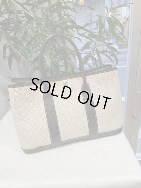 画像2: 【美品】HERMES エルメス ガーデンパーティ 30 TPM トワルアッシュ×ブッフル マロン シルバー金具 H刻印□ ブラウン 中古 ハンドバッグ トートバッグ 2WAYバッグ レディース 女性用 本革 レザー カーフ ブランド 茶色 希少 レア プレゼント ギフト バック (2)