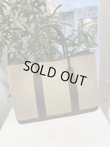 画像1: 【新品同様品】HERMES エルメス ガーデンパーティ 36 PM プリーツフェルト×ブッフル マロン シルバー金具 J刻印□ ブラウン 中古 ハンドバッグ トートバッグ レディース 女性用 本革 レザー カーフ ブランド 茶色 希少 レア プレゼント ギフト バック (1)