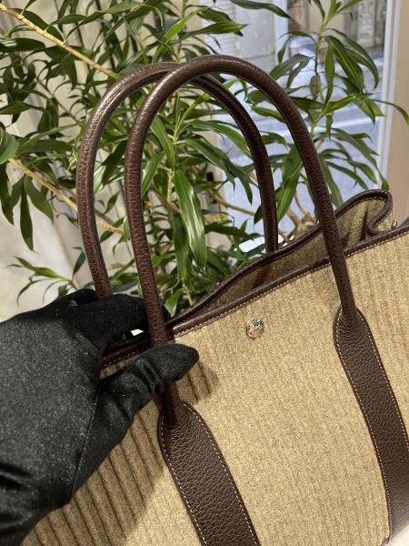 画像5: 【新品同様品】HERMES エルメス ガーデンパーティ 36 PM プリーツフェルト×ブッフル マロン シルバー金具 J刻印□ ブラウン 中古 ハンドバッグ トートバッグ レディース 女性用 本革 レザー カーフ ブランド 茶色 希少 レア プレゼント ギフト バック (5)