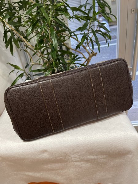 画像4: 【新品同様品】HERMES エルメス ガーデンパーティ 36 PM プリーツフェルト×ブッフル マロン シルバー金具 J刻印□ ブラウン 中古 ハンドバッグ トートバッグ レディース 女性用 本革 レザー カーフ ブランド 茶色 希少 レア プレゼント ギフト バック (4)