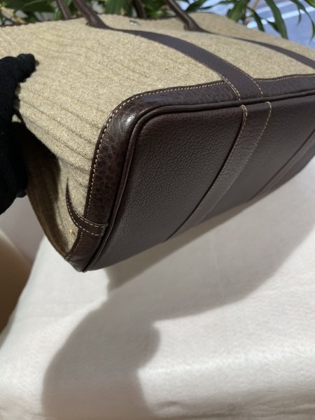 画像6: 【新品同様品】HERMES エルメス ガーデンパーティ 36 PM プリーツフェルト×ブッフル マロン シルバー金具 J刻印□ ブラウン 中古 ハンドバッグ トートバッグ レディース 女性用 本革 レザー カーフ ブランド 茶色 希少 レア プレゼント ギフト バック (6)