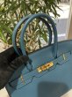 画像3: 【美品】HERMES エルメス バーキン30 トゴ コルヴェール ゴールド金具 P刻印□ ブルー 中古 ハンドバッグ トートバッグ レディース 女性用 ブランド 青 本革 レザー カーフ 希少 レア プレゼント ギフト バック (3)