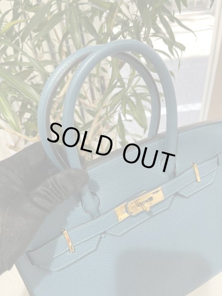 画像3: 【美品】HERMES エルメス バーキン30 トゴ コルヴェール ゴールド金具 P刻印□ ブルー 中古 ハンドバッグ トートバッグ レディース 女性用 ブランド 青 本革 レザー カーフ 希少 レア プレゼント ギフト バック (3)