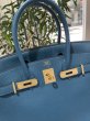 画像5: 【美品】HERMES エルメス バーキン30 トゴ コルヴェール ゴールド金具 P刻印□ ブルー 中古 ハンドバッグ トートバッグ レディース 女性用 ブランド 青 本革 レザー カーフ 希少 レア プレゼント ギフト バック (5)