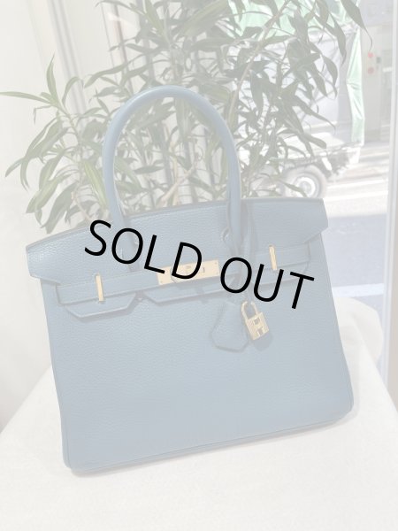 画像1: 【美品】HERMES エルメス バーキン30 トゴ コルヴェール ゴールド金具 P刻印□ ブルー 中古 ハンドバッグ トートバッグ レディース 女性用 ブランド 青 本革 レザー カーフ 希少 レア プレゼント ギフト バック (1)
