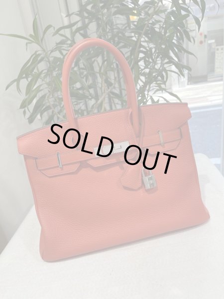 画像1: 【美品】HERMES エルメス バーキン 30 バーキン 30 トゴ カプシーヌ シルバー金具 O刻印□ レッド オレンジ 中古 ハンドバッグ トートバッグ レディース 女性用 ブランド 赤 本革 レザー カーフ 希少 レア プレゼント ギフト バック (1)