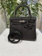 画像1: 【新品同様品】HERMES エルメス ケリー 25 内縫い リザードマット ブラック ルテニウム金具 J刻印□ ヴィンテージ エキゾチックレザー 中古 ハンドバッグ ショルダーバッグ 2WAYバッグ 本革 ブランド 黒 レディース 女性用 希少 レア プレゼント ギフト バック (1)