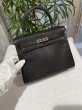 画像2: 【新品同様品】HERMES エルメス ケリー 25 内縫い リザードマット ブラック ルテニウム金具 J刻印□ ヴィンテージ エキゾチックレザー 中古 ハンドバッグ ショルダーバッグ 2WAYバッグ 本革 ブランド 黒 レディース 女性用 希少 レア プレゼント ギフト バック (2)