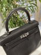 画像6: 【新品同様品】HERMES エルメス ケリー 25 内縫い リザードマット ブラック ルテニウム金具 J刻印□ ヴィンテージ エキゾチックレザー 中古 ハンドバッグ ショルダーバッグ 2WAYバッグ 本革 ブランド 黒 レディース 女性用 希少 レア プレゼント ギフト バック (6)