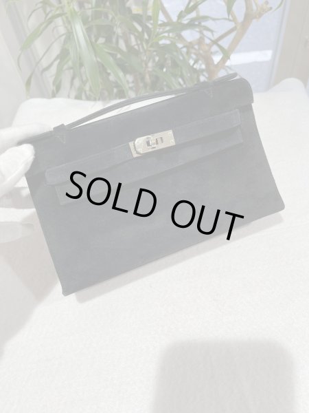 画像1: 【美品】HERMES エルメス ポシェットケリー ドブリス ブラック シルバー金具 I刻印?? ヴィンテージ ヴォーベロア 中古 ハンドバッグ クラッチバッグ パーティバッグ ミニバッグ レディース 女性用 本革 レザー カーフ ブランド 黒 希少レア プレゼント ギフト バック (1)