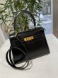 画像1: 【美品】HERMES エルメス ミニケリー 外縫い ボックスカーフ ブラック ゴールド金具 Y刻印〇 ヴィンテージ 中古 ハンドバッグ ショルダーバッグ 2WAYバッグ ポシェット レディース 女性用 ブランド 本革 レザー カーフ 黒 希少 レア バック (1)