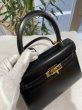 画像4: 【美品】HERMES エルメス ミニケリー 外縫い ボックスカーフ ブラック ゴールド金具 Y刻印〇 ヴィンテージ 中古 ハンドバッグ ショルダーバッグ 2WAYバッグ ポシェット レディース 女性用 ブランド 本革 レザー カーフ 黒 希少 レア バック (4)